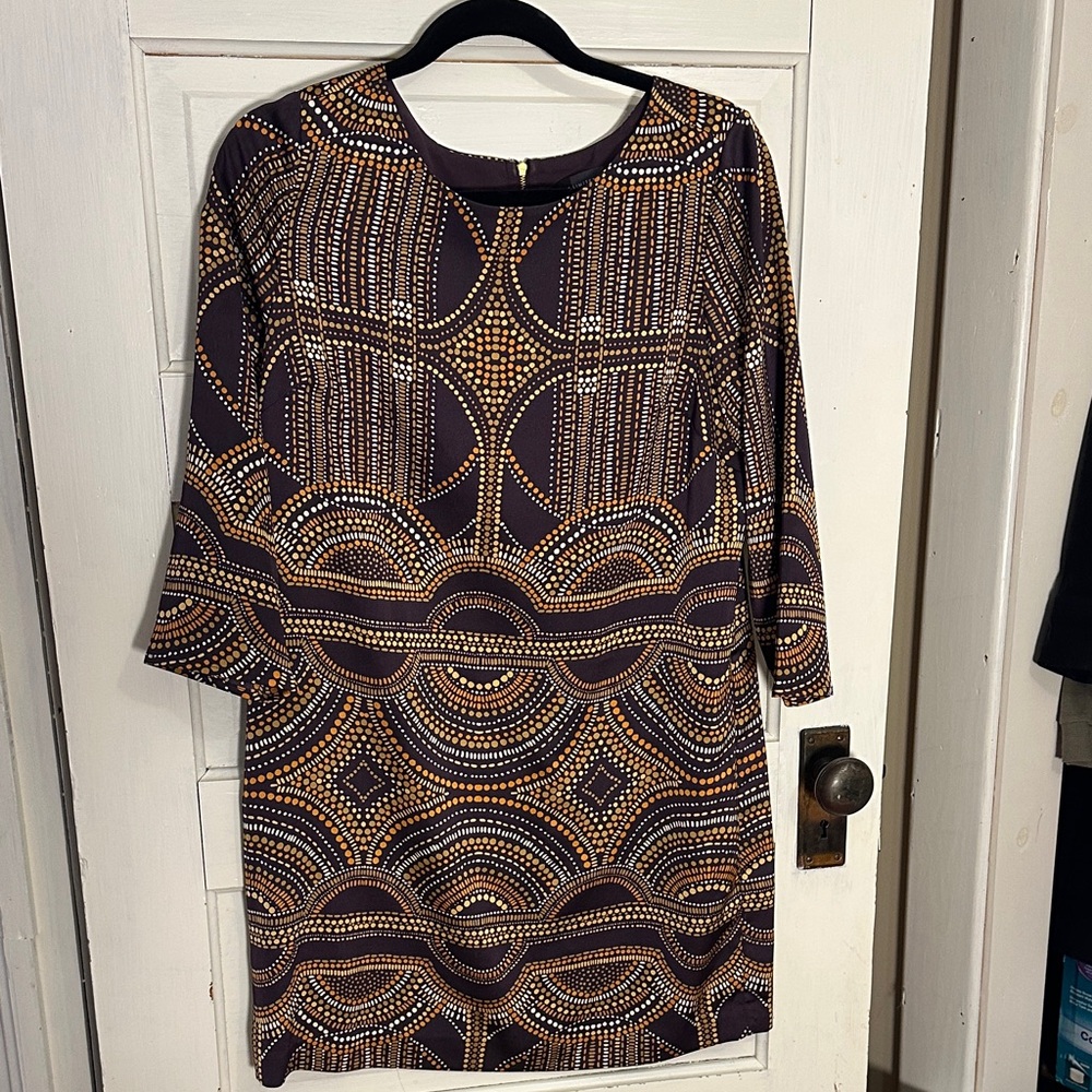 The Limited Medium Purple and Orange Patterned Dress